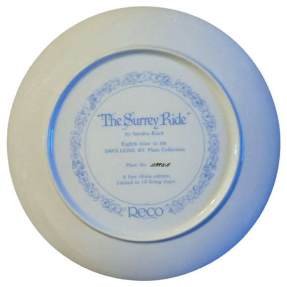 Vtg 84 Surrey Ride Girl Boy Days Gone By  Horse Buggy Plate Sandra Kuck - Picture 2 of 2